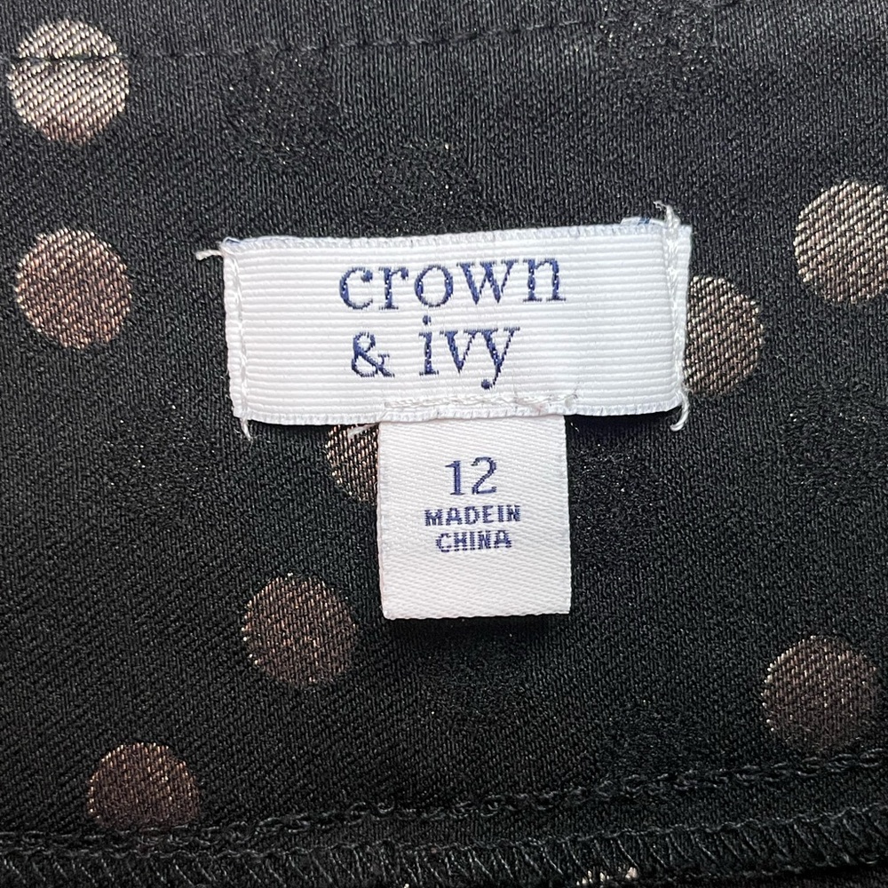 Crown & Ivy Black Pants with Gold Polka Dots - Picture 6 of 7